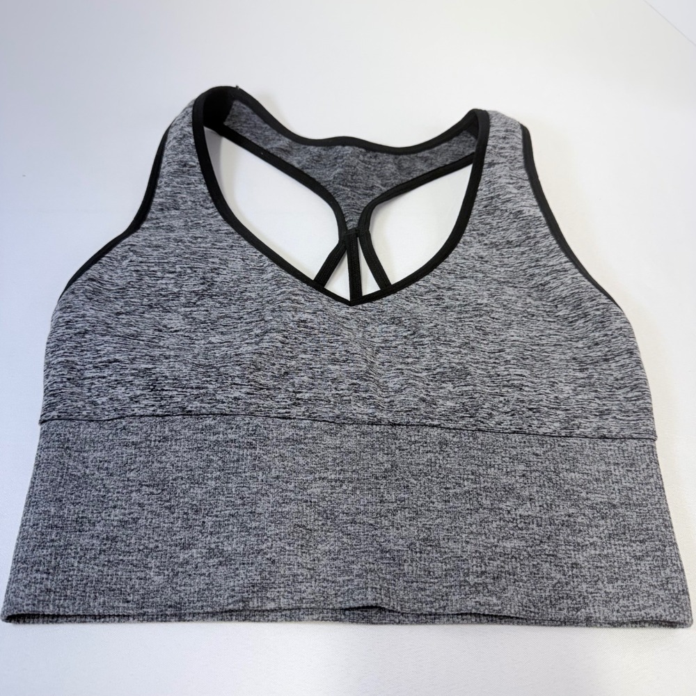 Victoria's Secret PINK Sports‎ Bra Womens Medium Gray Strappy Racerback NO PADS